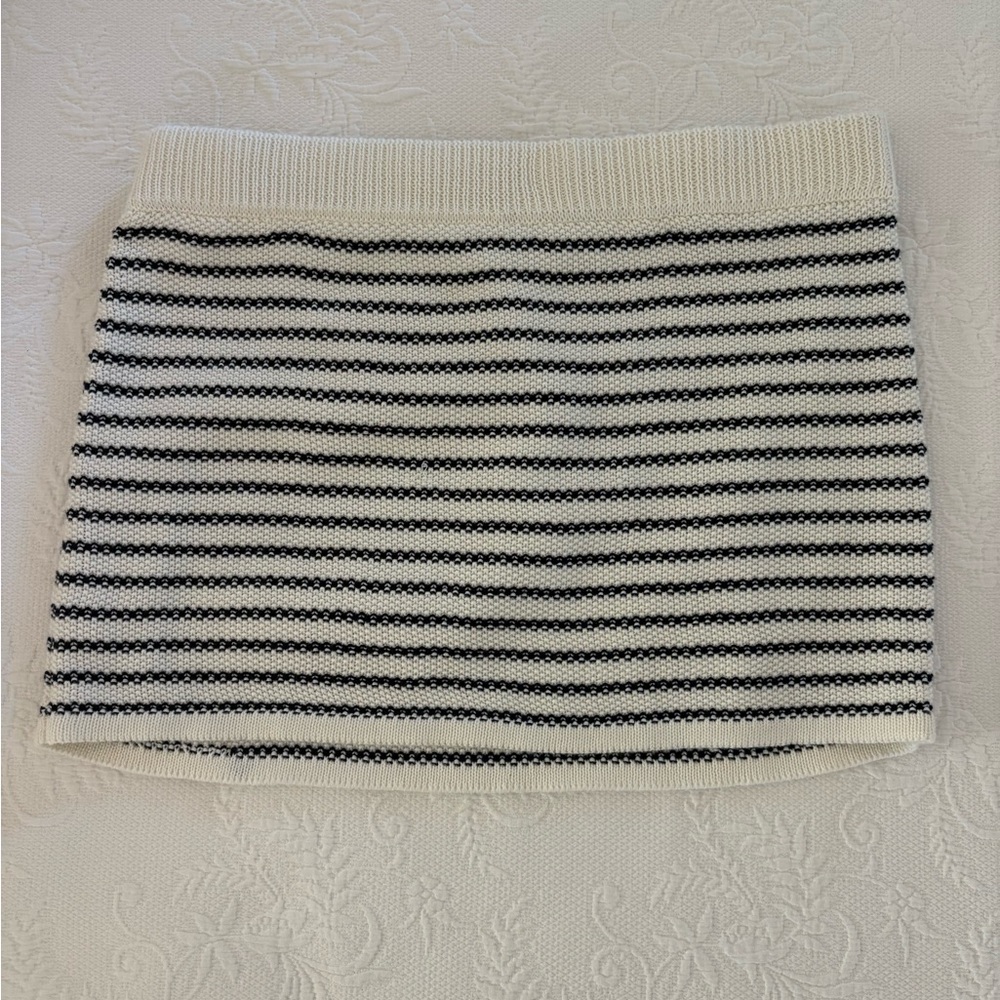Navy and White Knit Mini Skirt